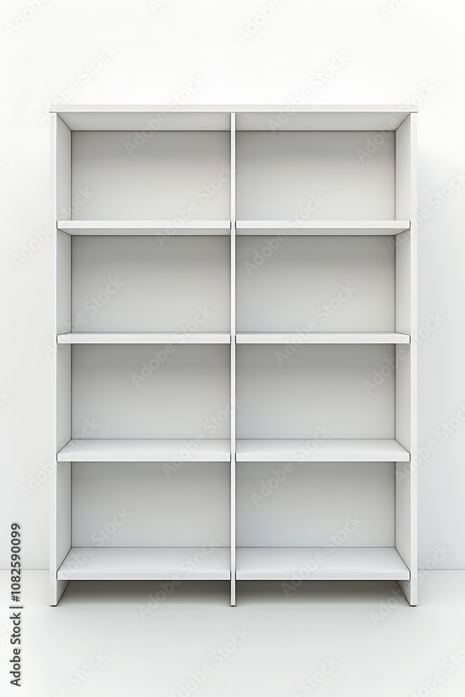 Minimalist White Bookshelf with Eight Shelves, Ideal for Home or Office Storage, Perfect for Organizing Books and Displaying Decorative Items in Modern Interiors Minimalist White Bookshelf with Eight Shelves, Ideal for Home or Office Storage, Perfect for Organizing Books and Displaying Decorative Items in Modern Interiors
