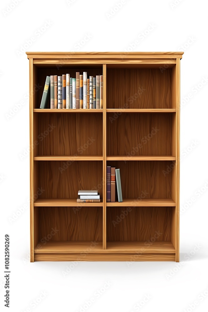 Wooden Bookshelf with Colorful Books in Modern Design Perfect for Home or Office Décor, Showcasing Organizational Space and Aesthetic Appeal in a Minimalist Style Wooden Bookshelf with Colorful Books in Modern Design Perfect for Home or Office Décor, Showcasing Organizational Space and Aesthetic Appeal in a Minimalist Style