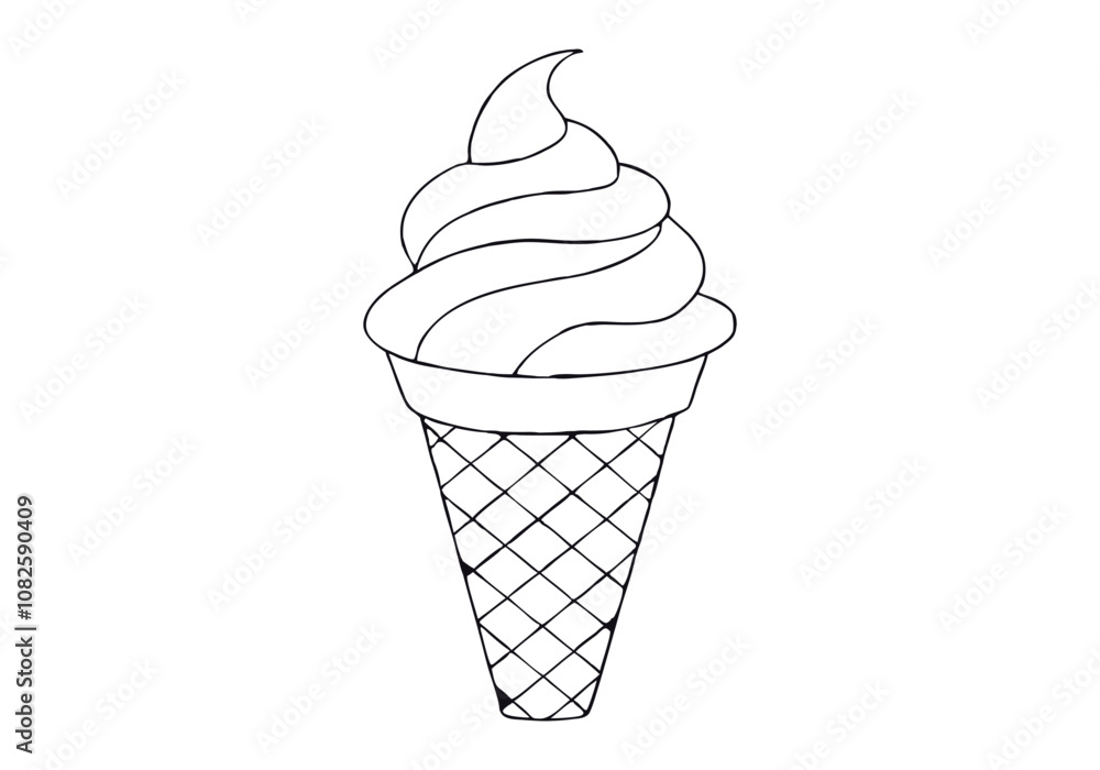 Continuous Line Art of Ice Cream Cone – Minimalist Dessert and Summer Treat Illustration Continuous Line Art of Ice Cream Cone – Minimalist Dessert and Summer Treat Illustration