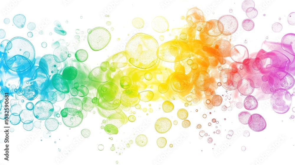 Rainbow Colored Soap Bubbles on White Background - a vibrant and cheerful visual. The soap bubbles add a playful touch to the clean, white backdrop. Rainbow Colored Soap Bubbles on White Background - a vibrant and cheerful visual. The soap bubbles add a playful touch to the clean, white backdrop.