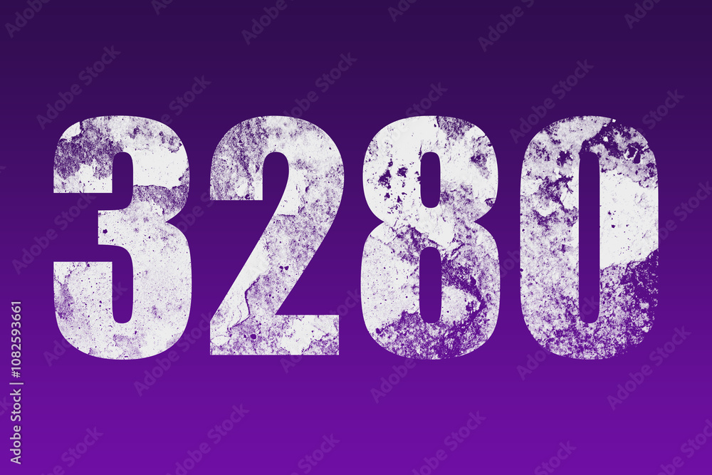 flat white grunge number of 3280 on purple background. flat white grunge number of 3280 on purple background.