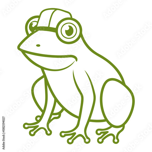 Tree Frog Line Art Vector Illustration.