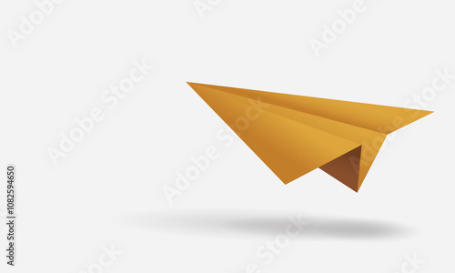 Free Download Minimalist Yellow Paper Airplane on White Background - GFXLoad