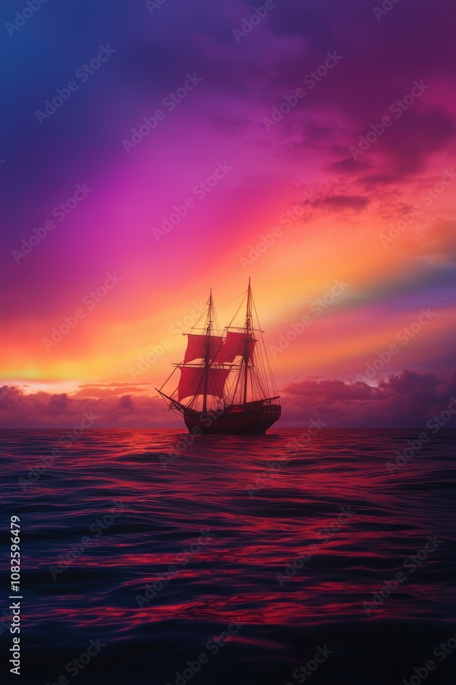 Fototapeta premium Sailboat at sunset
