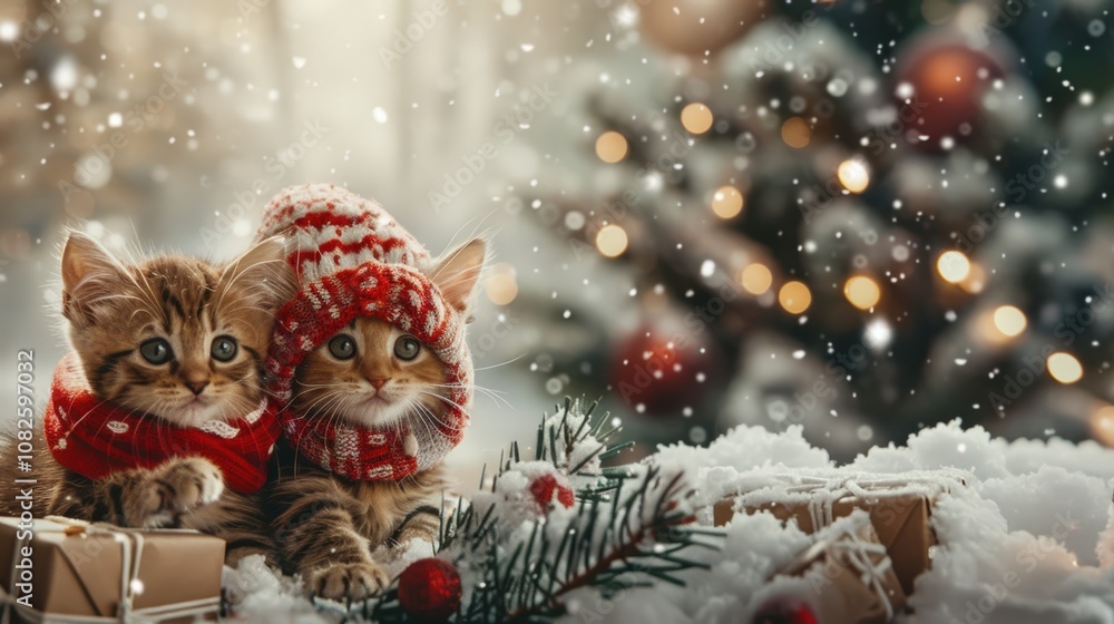 Two kittens in hats Two kittens in hats
