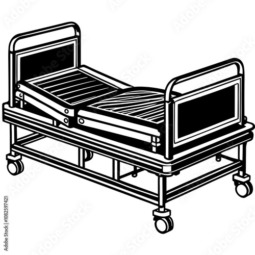 Hospital Bed on White Background