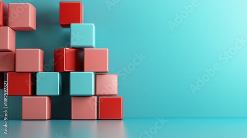 3D rendering of stacked boxes with soft shadows