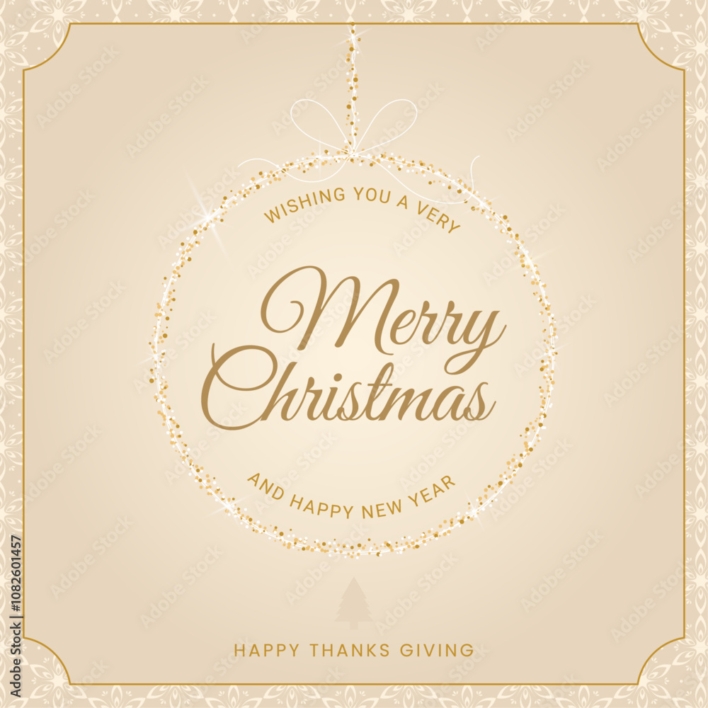 Obraz premium Christmas Card with a Christmas ball and snowflakes-Merry Christmas