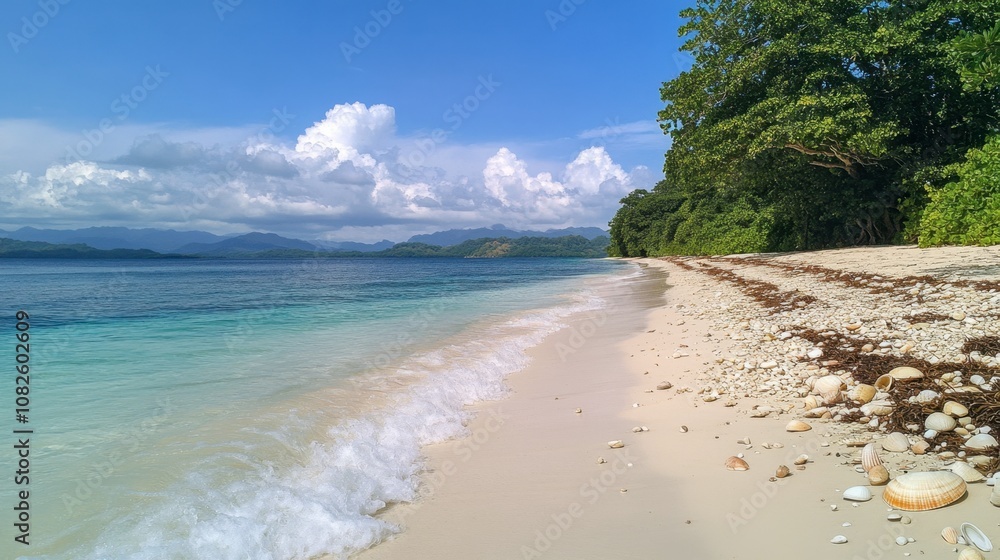 Serene Tropical Beach with Clear Blue Waters Serene Tropical Beach with Clear Blue Waters