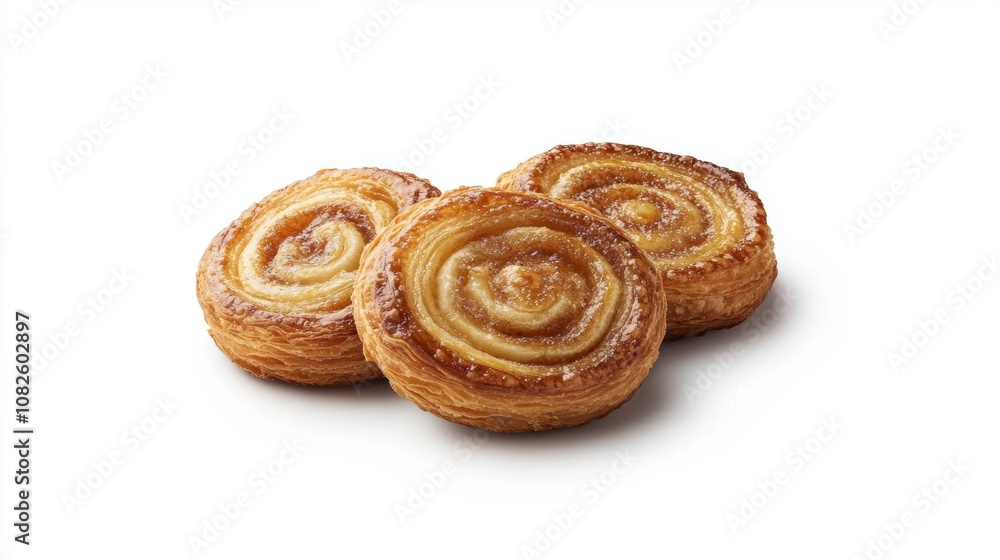 Golden brown palmier pastries look delicious against a clean white background. Perfect for showcasing pastries or taking food photos. Golden brown palmier pastries look delicious against a clean white background. Perfect for showcasing pastries or taking food photos.