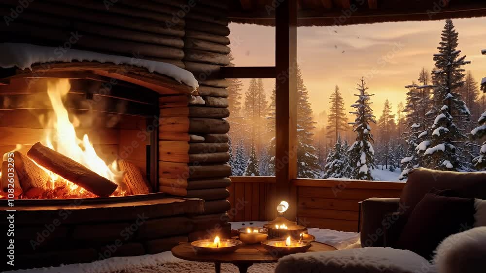 inviting atmosphere snow falls gently fire crackles perfect evoking feelings love comfort cosy christmas flames relaxation decoration interior new year indoor home holiday window light room festive inviting atmosphere snow falls gently fire crackles perfect evoking feelings love comfort cosy christmas flames relaxation decoration interior new year indoor home holiday window light room festive
