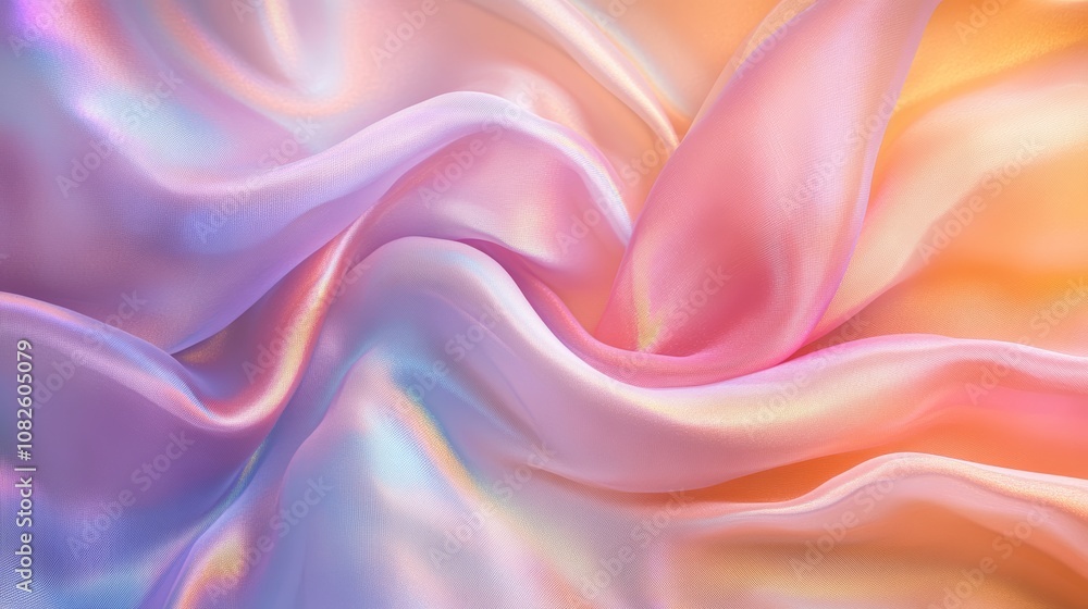 Fototapeta premium Pastel colored silk fabric flowing and forming curves