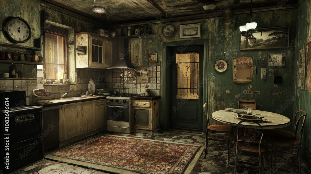 The apartment has a kitchen, bathroom, and rooms. There are doors leading into each room. The apartment has a kitchen, bathroom, and rooms. There are doors leading into each room.