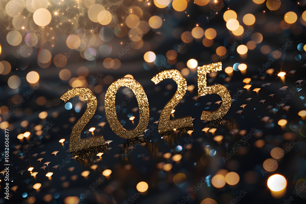 2025 New Year Celebration with Sparkling Confetti and Bokeh Effect,AI GENERATIVE 2025 New Year Celebration with Sparkling Confetti and Bokeh Effect,AI GENERATIVE