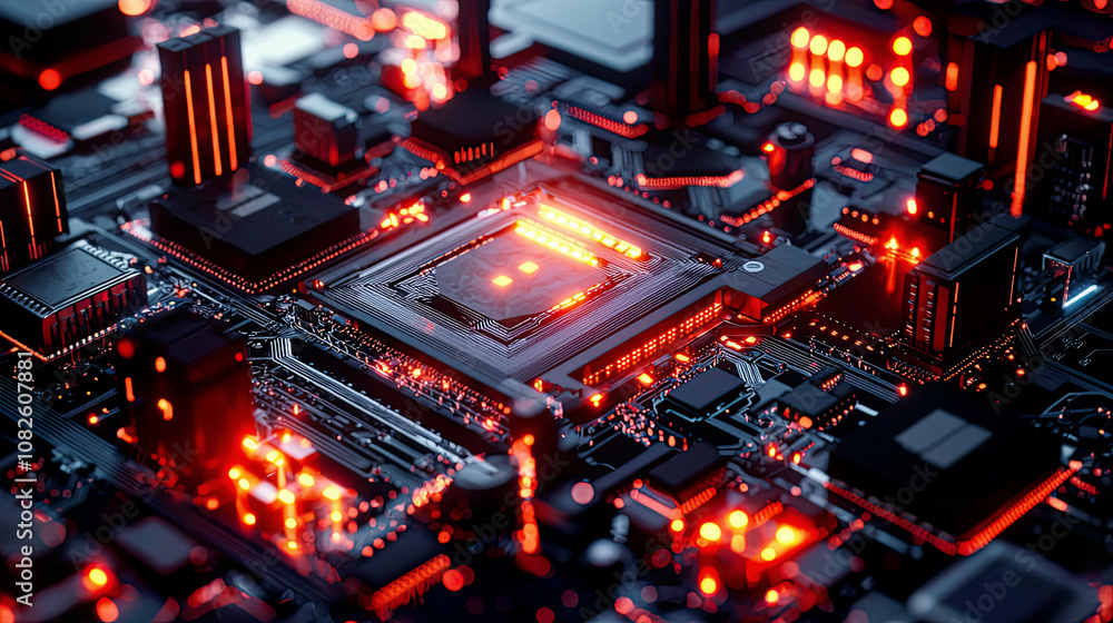 Obraz premium Hyper-realistic cybersecurity system with glowing multi-layer defense protecting sensitive networks