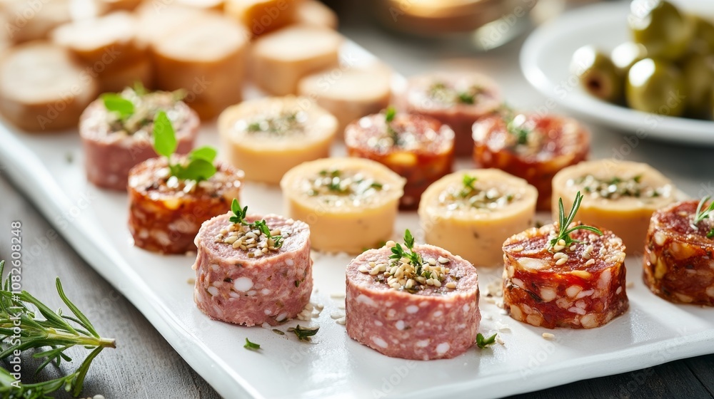 These mini pâtés come in different flavors, like cheese, pastrami, and sausage. They're topped with tasty things like sesame seeds and olives. Pâté is a spread made with meat, vegetables, and spices. These mini pâtés come in different flavors, like cheese, pastrami, and sausage. They're topped with tasty things like sesame seeds and olives. Pâté is a spread made with meat, vegetables, and spices.