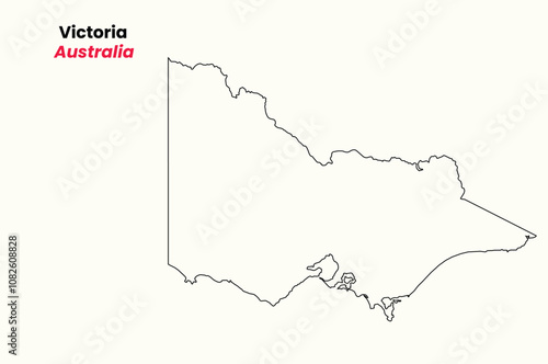 Map of Victoria, Map of Victoria with an outline, Map of Australia state Victoria Vector Illustration, Australia.
