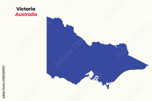 Map of Victoria, Map of Victoria with fill colour, Map of Australia state Victoria Vector Illustration, Australia.
