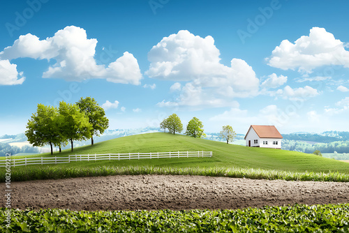 Farmers cultivate sustainable lands with windbreak trees and shelterbelts for nature conservation photo