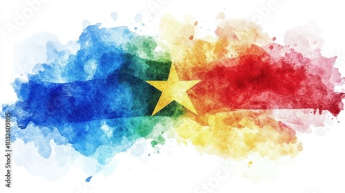 Month of Overseas Filipino Vietnamese flag watercolor art with star and vibrant colors
