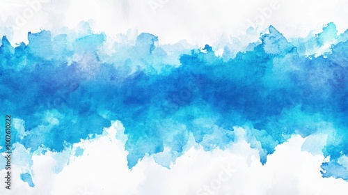 Commemoration Day Argentina Vibrant blue watercolor texture with abstract brush strokes on white background