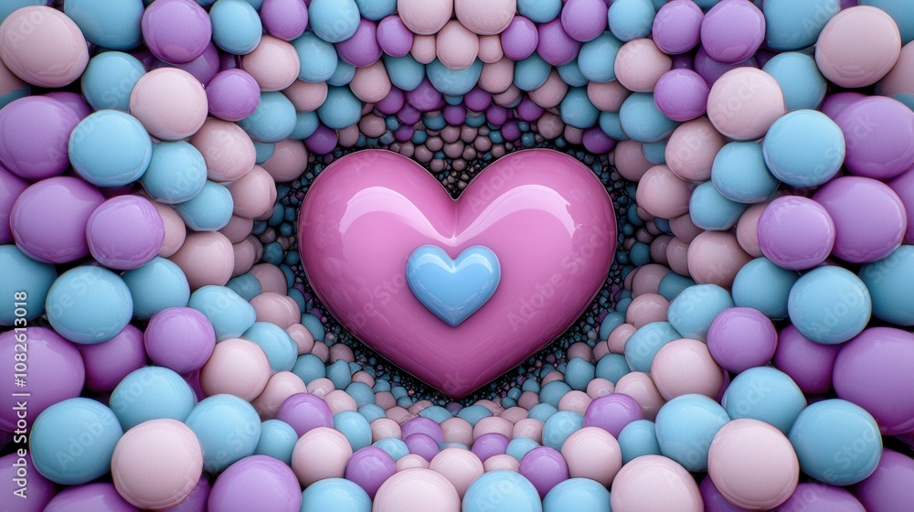 Orbiting hearts arrangement abstract design digital art vibrant colors close-up love concept Orbiting hearts arrangement abstract design digital art vibrant colors close-up love concept