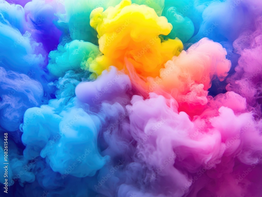 Rainbow Cloud Smoke Black Background