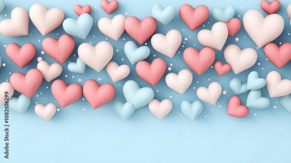 Floating hearts celebration soft glowing cluster digital art fantasy background aerial view love and affection concept Floating hearts celebration soft glowing cluster digital art fantasy background aerial view love and affection concept
