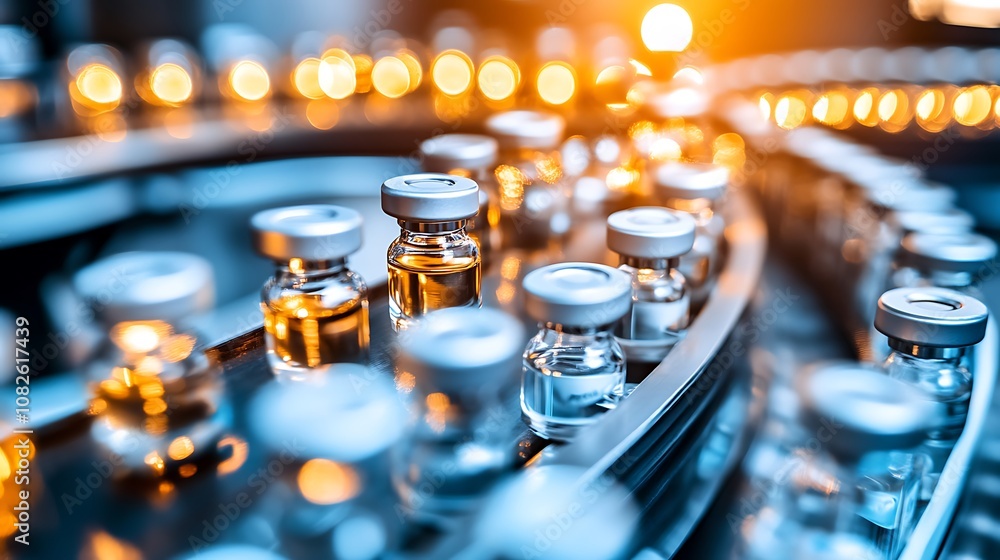 A Close-Up View of Clear Vials Filled with Liquid in a Laboratory Setting A Close-Up View of Clear Vials Filled with Liquid in a Laboratory Setting