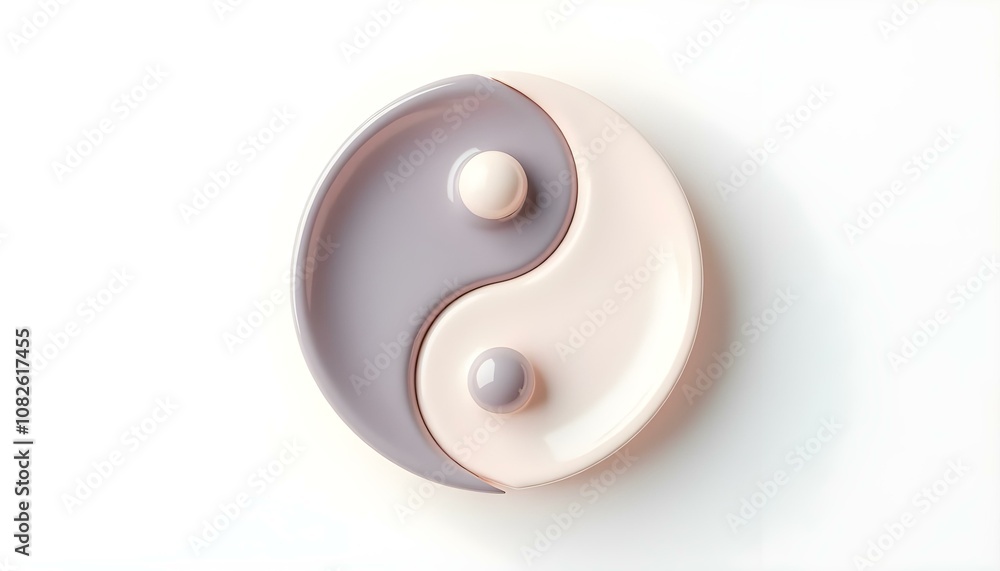 Ying and yang symbol featuring a glossy finish, isolated on a bright white background, reflecting light for a three-dimensional effect create with ai Ying and yang symbol featuring a glossy finish, isolated on a bright white background, reflecting light for a three-dimensional effect create with ai