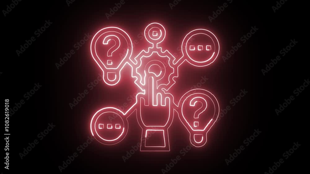 glowing neon solution icon isolated on black background with HD video and motion graphics glowing neon solution icon isolated on black background with HD video and motion graphics