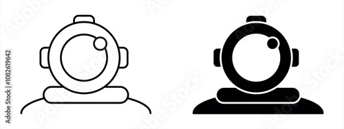 diver icon. diving equipment line and flat icon. vector illustration