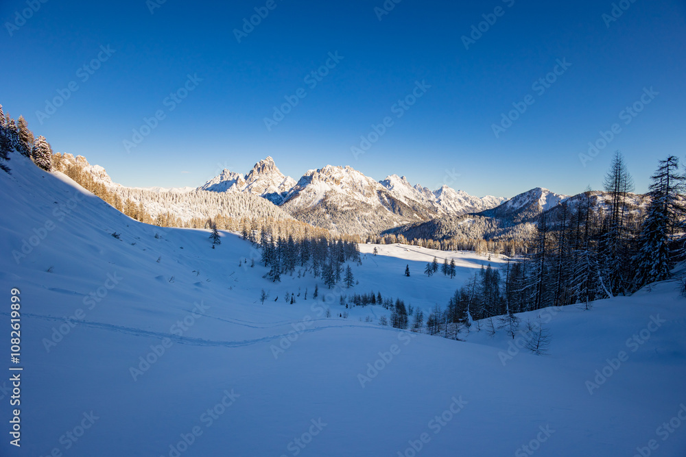Ski mountaineering in the Carnic Alps, Friuli-Venezia Giulia, Italy