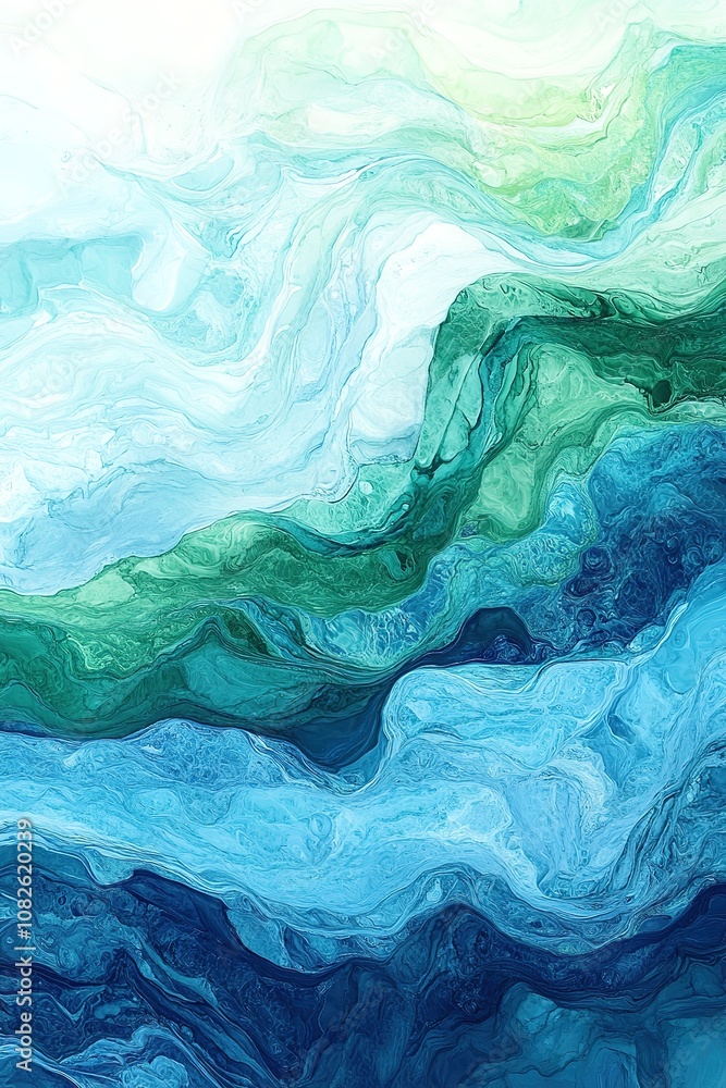 Obraz premium Abstract blue and green marble texture with fluid patterns