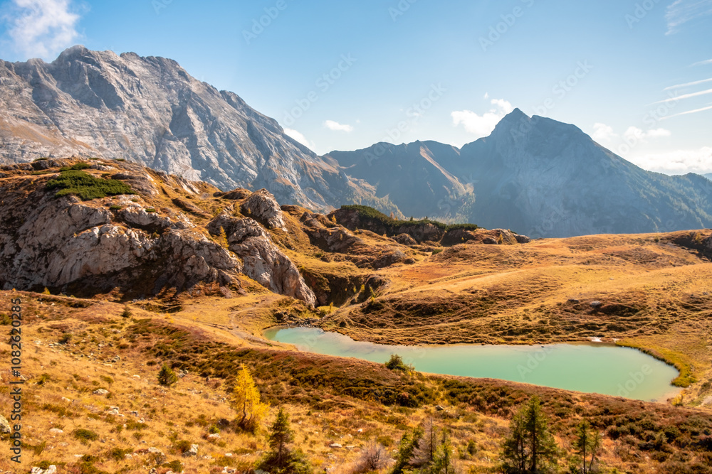 The Bordaglia lake in a colorful autumn day
