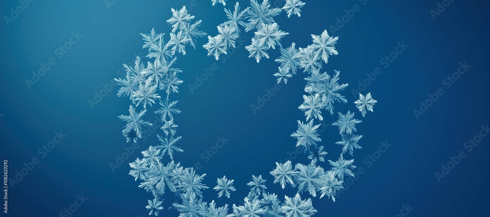 Obraz premium snow ice flower circle background, frozen 9