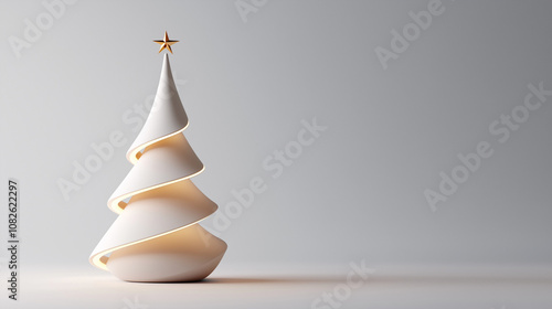 Modern Geometric Christmas Tree With Elegant Star Topper, copy space.