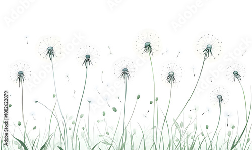 modern 2D doodle cartoon flower concept with open space for text, featuring whimsical floral and leafy elements on crisp white backgrounds.