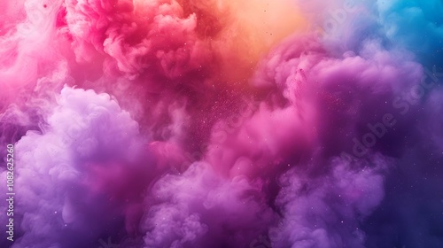 Colorful explosion rainbow holi paint splash, color powder explosion, AI generated image