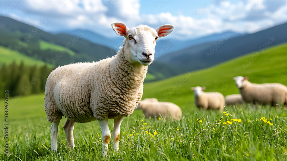 Fototapeta premium Enhancing nature conservation through rotational grazing with sheep on pasture regeneration