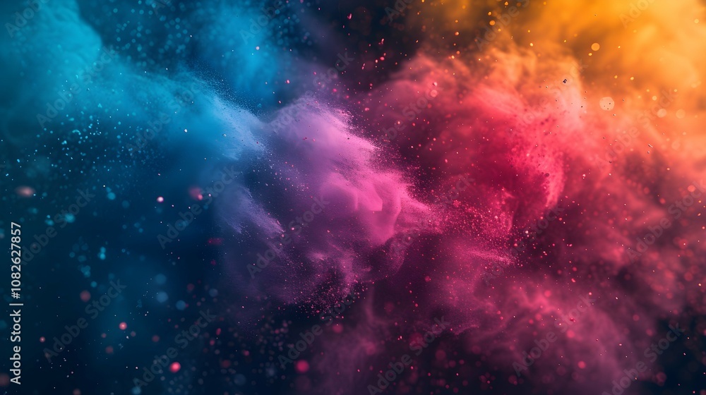 Fototapeta premium Colorful explosion rainbow holi paint splash, color powder explosion, AI generated image