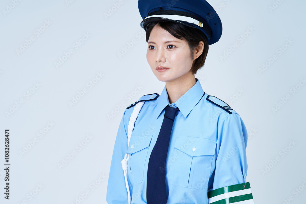 警備員・警察の制服を着た女性 警備員・警察の制服を着た女性