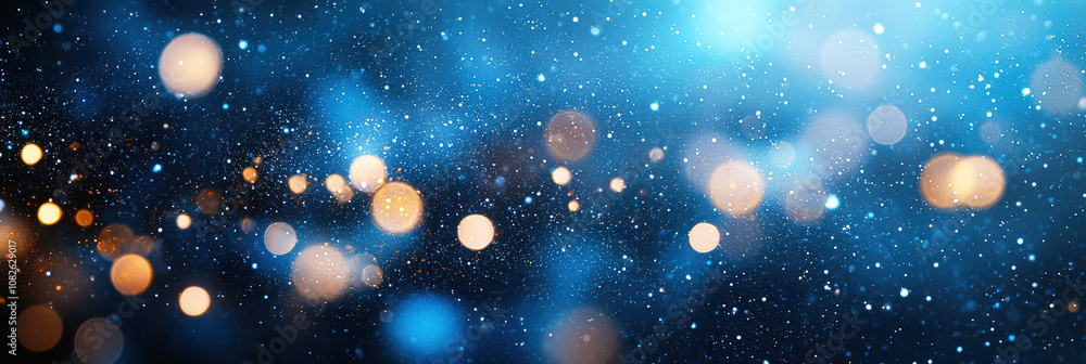 Obraz premium Glowing lights and sparkling particles create a mesmerizing ambiance against a rich blue banner background