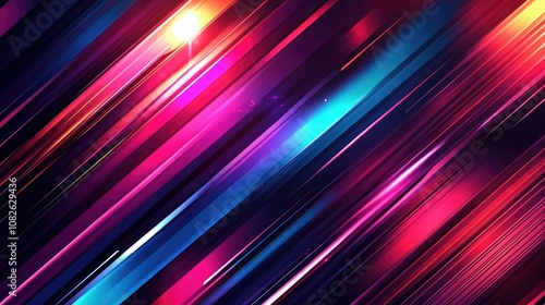 Futuristic Abstract Neon Design with Intersecting Pink, Purple, and Blue Light Beams. Perfect for Technology, Digital Interfaces, Sci-Fi Themes, and High-Energy Cyberpunk Aesthetic Projects