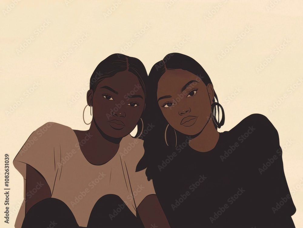 Empowering women together a celebration of gender equality artistic representation digital illustration minimalist style close-up perspective Empowering women together a celebration of gender equality artistic representation digital illustration minimalist style close-up perspective