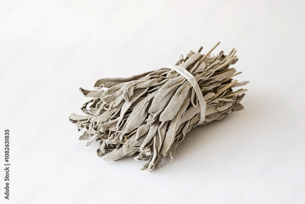 Bundled sage sticks on neutral background Bundled sage sticks on neutral background