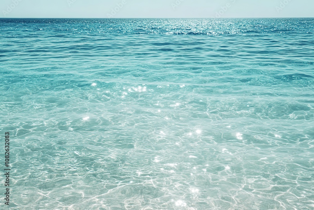 Obraz premium Tranquil turquoise ocean glistening under sunlight