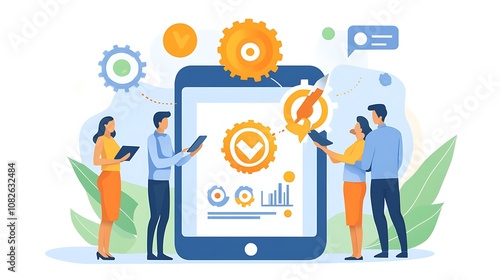 Wallpaper Mural Business people working together on digital device Torontodigital.ca