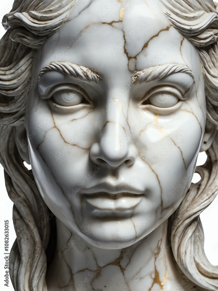 mythical creature mermaid marble statue head bust on white background mythical creature mermaid marble statue head bust on white background