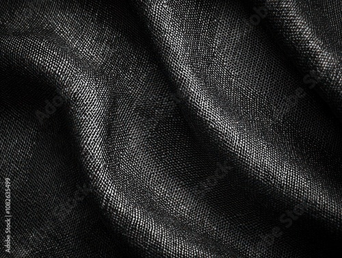 Black background featuring a canvas or linen macro weave pattern for an elegant luxury design